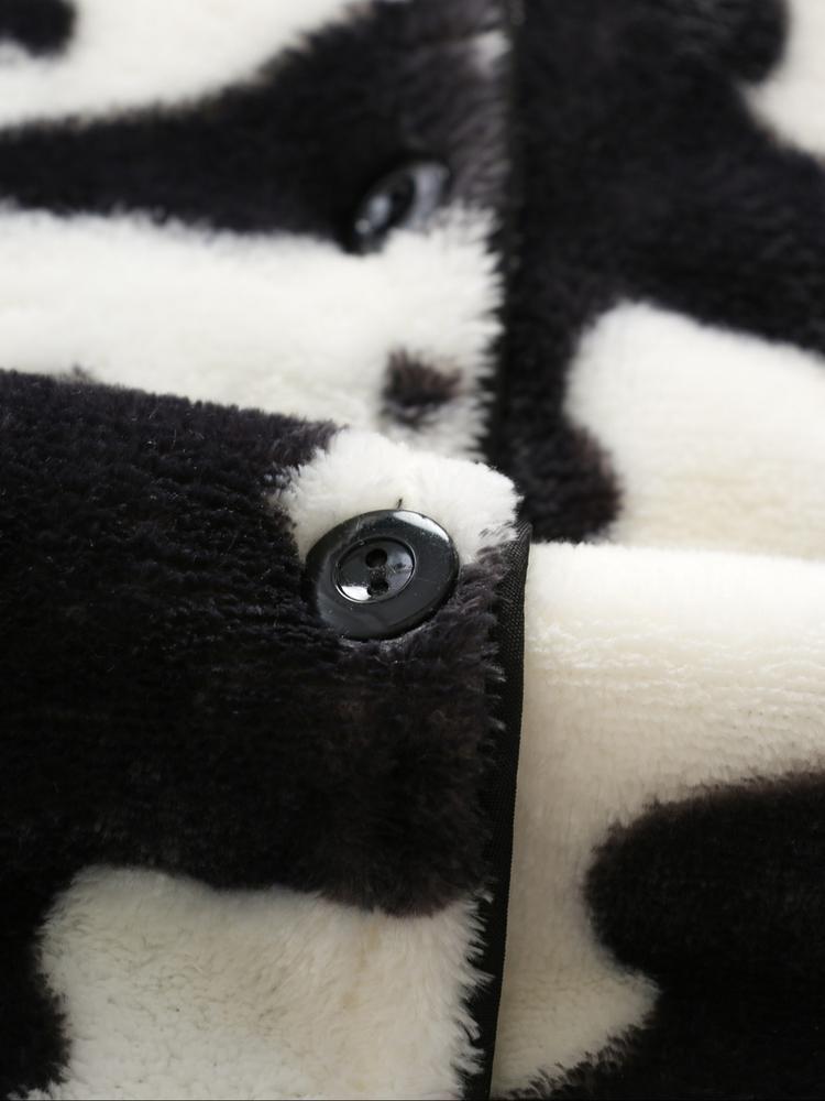 Two-piece Set Women's All Over Cartoon Bear Print Lapel Collar Top & Elastic Waist Pants Pajama Set, Long Sleeve Button Up Top & Pants Pj Set, Women's Sleepwear for Winter