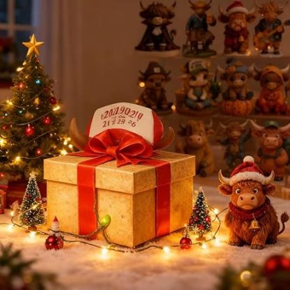 Highland Cow Advent Calendar 2025, 24 Days Surprise Countdown Calendar Gift Box, Perfect for Holiday Decorations and Festive Fun Ideal, Highland Cow Lovers and Christmas Celebrations VNP