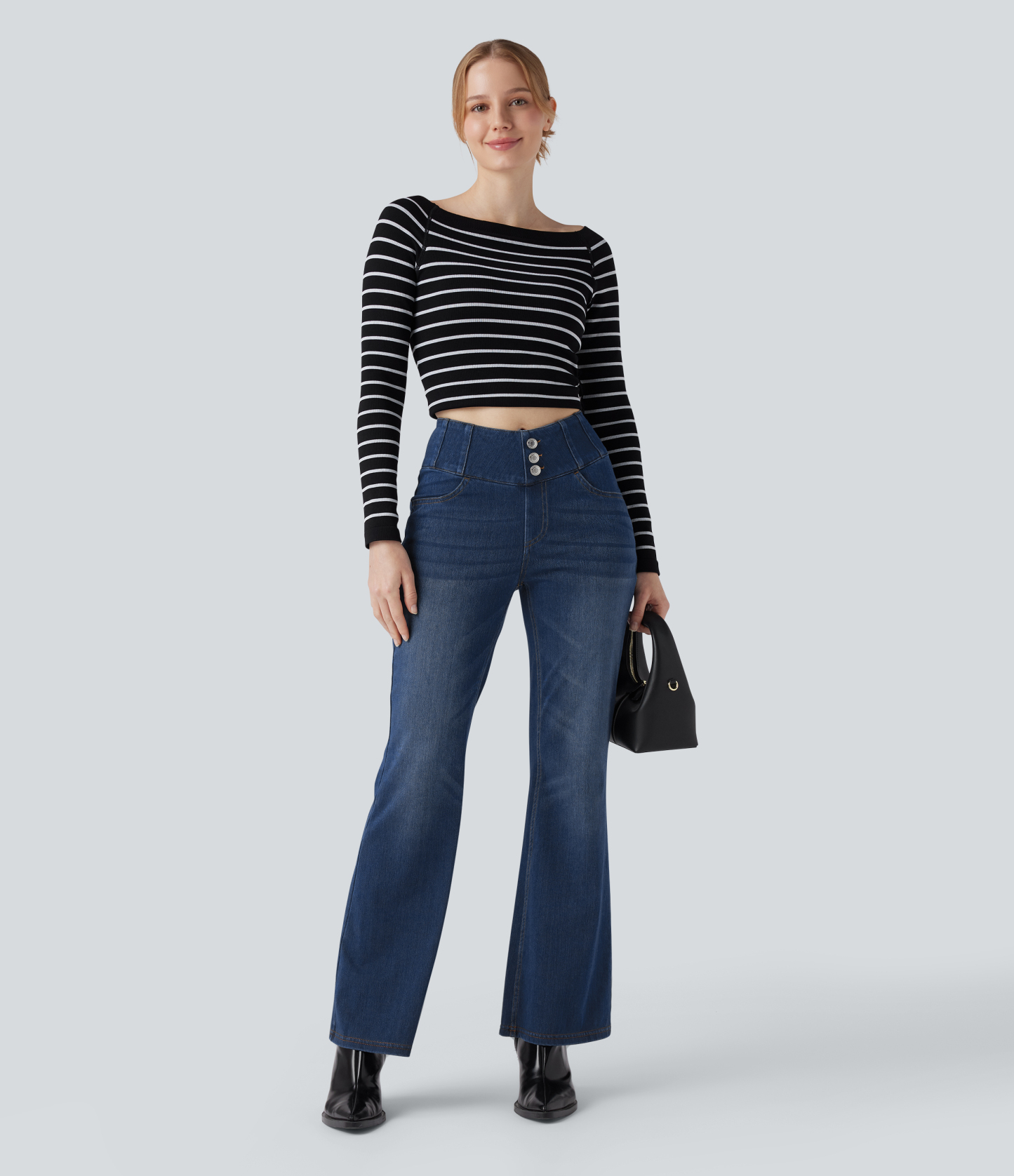 FlexHigh Waisted Bootcut Casual Jeans with Pockets
