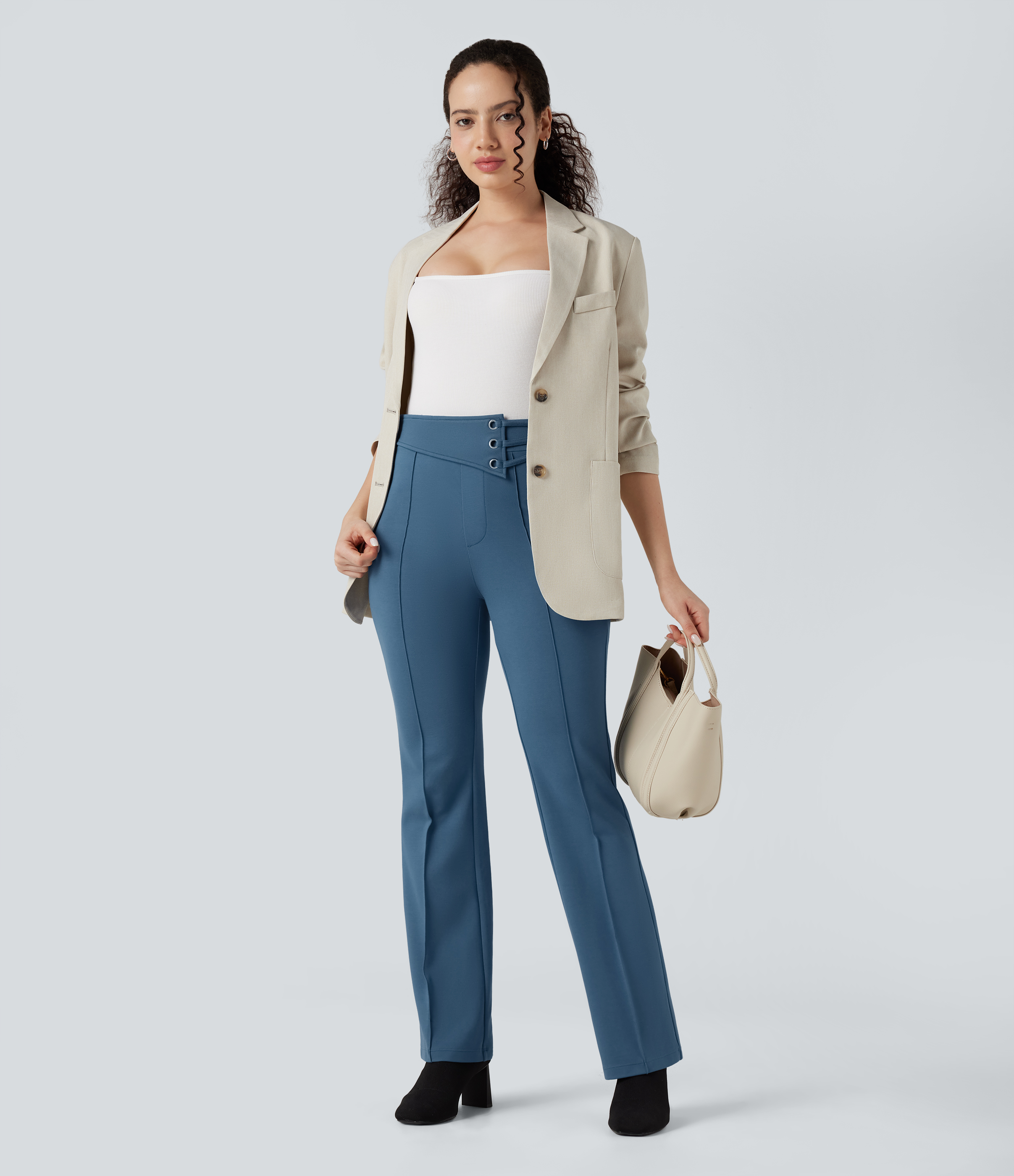 FlexHigh-waisted Work Flare Pants with Pockets