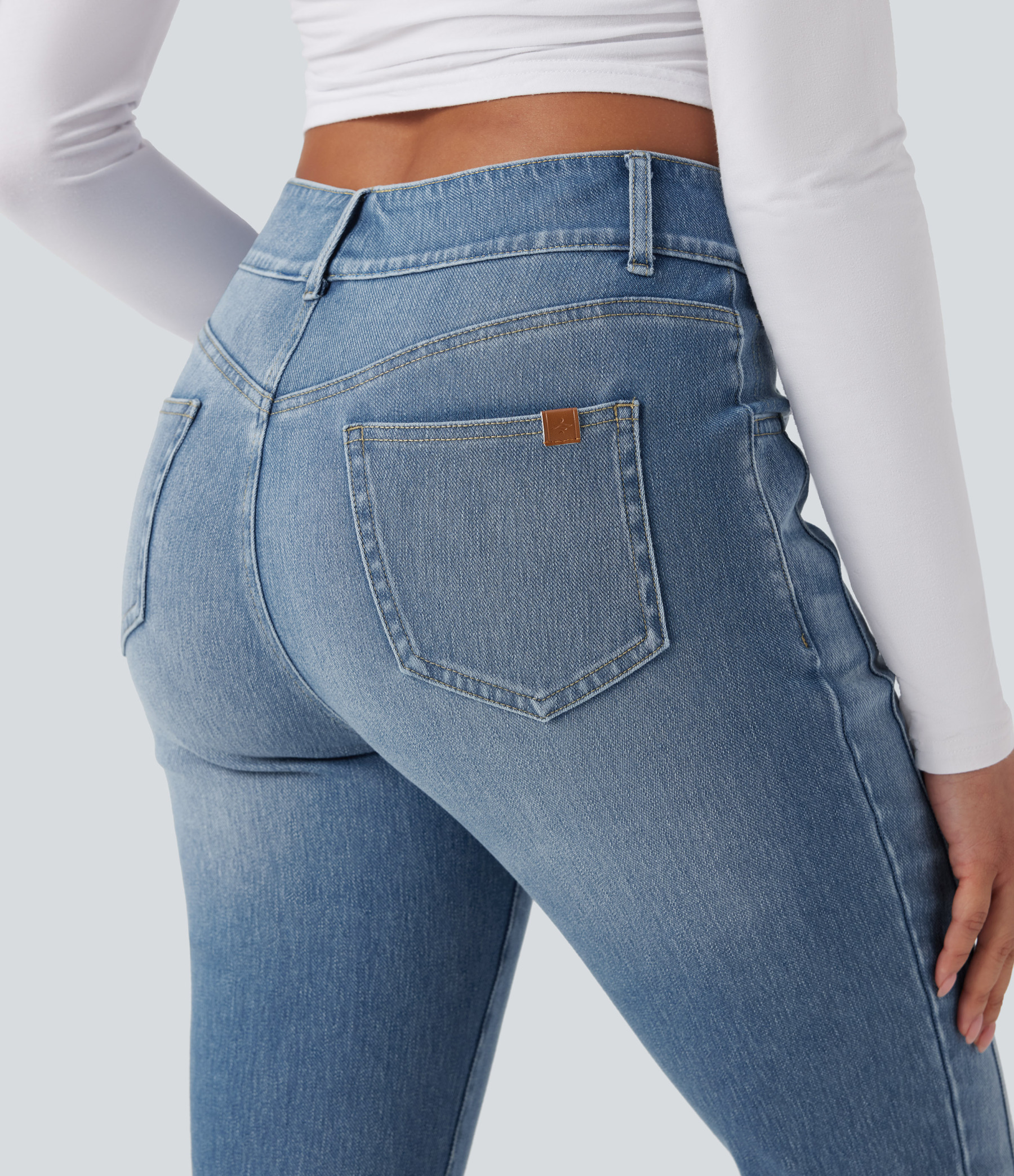 FlexMid Rise Washed Casual Skinny Jeans with Pockets