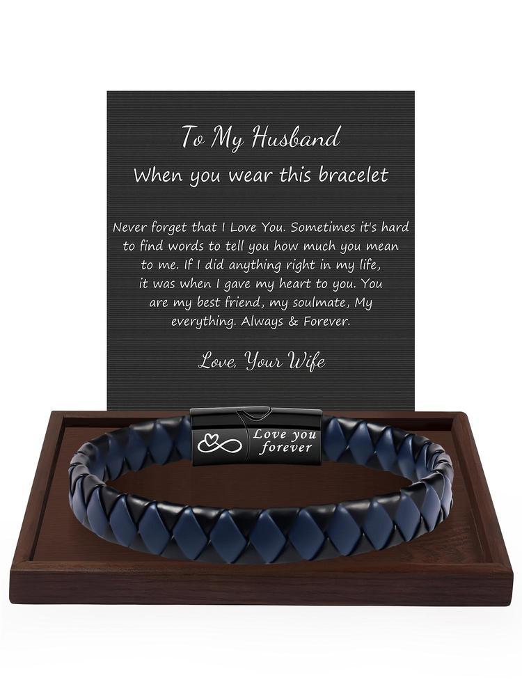 Men's Fashion Letter Pattern Braid Design Bracelet, Casual Trendy Bracelet for Party, Daily Clothing Decor, Trendy All-match & Exquisite Jewelry for Birthday Gift