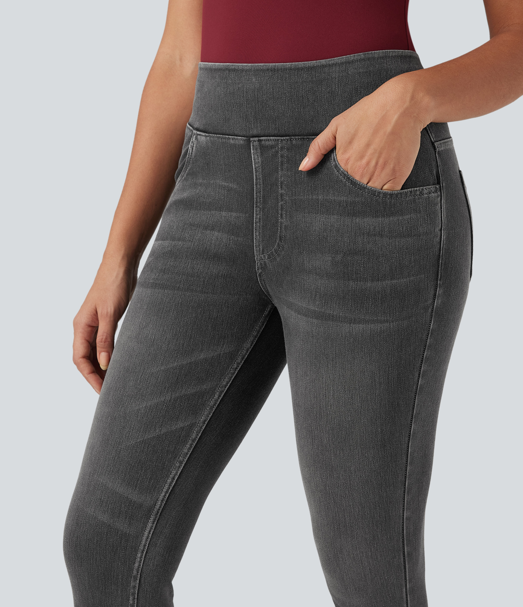 FlexHigh Waisted Pockets Denim Casual Leggings