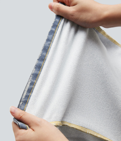 FlexMid Rise Wide Leg Casual French Terry Baggy Sweatpants Jeans with Pockets