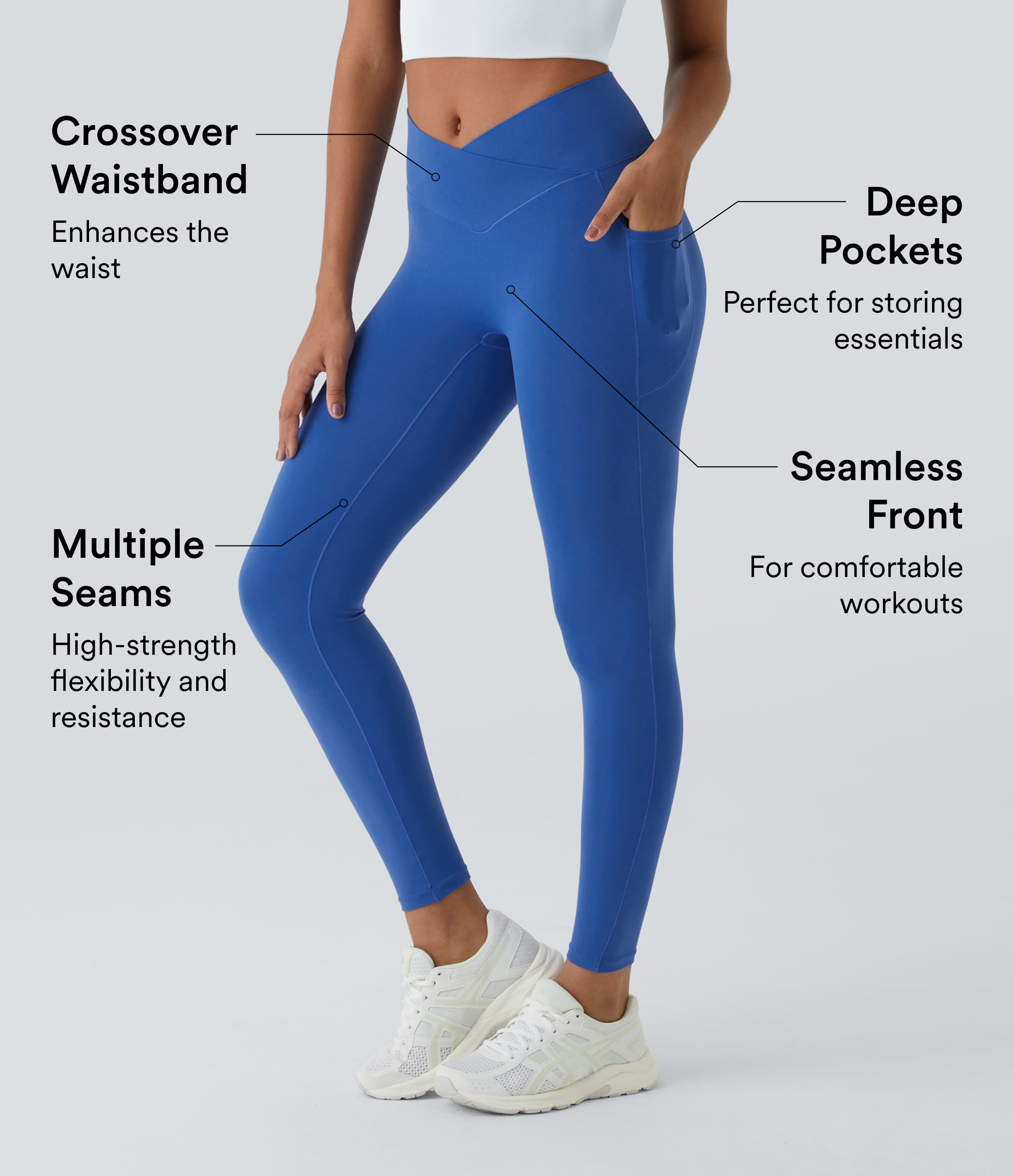 SoftlyZeroCrossover Pocket Plain Leggings-UPF50+