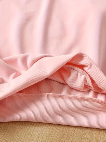 Halloween Christmas Kp Cool Girl Pattern Print 2-Piece Set, Power Girl Outfit, Girls' Casual Sportswear, Comfortable Elastic Waist Pants, Spring Fall Winter