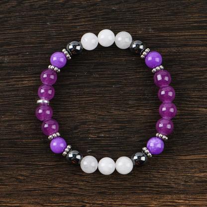 help sleep Purple Crystal Bead Elastic Bracelet - Perfect Gift for Men And Women, Brings Serenity8 Luck -Sparkling Faux Crystal Jewelry, Infused with Prosperity Energy