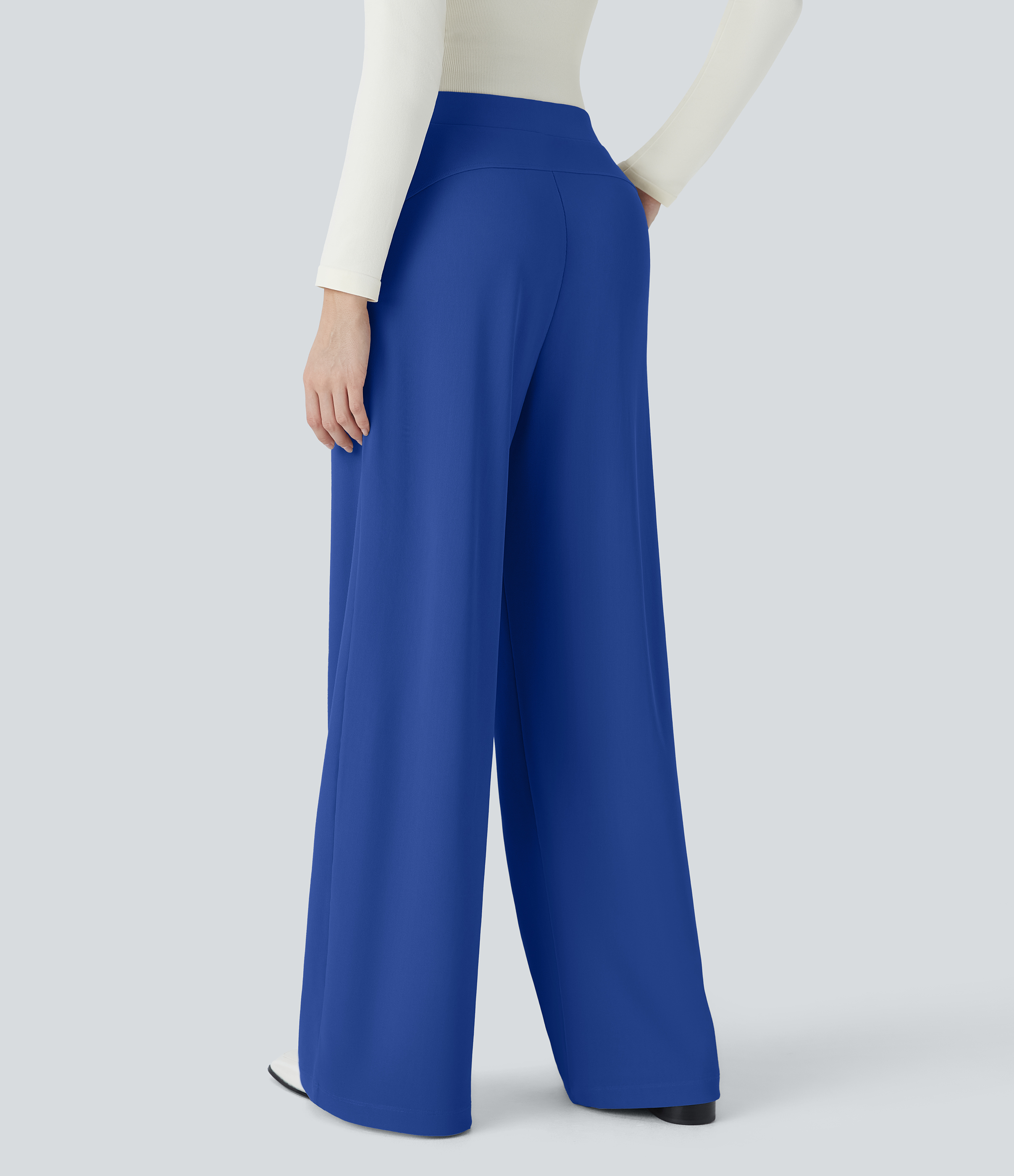 FlexHigh Waisted Body Sculpt Waist-Slimming Pocket Wide Leg Micro Waffle Work Pants