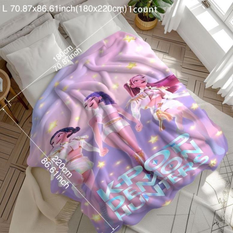[Bliss Weave] K-Pop Demon Hunter Flannel Blanket - Soft Lightweight Cozy For Bed Sofa Camping Travel Halloween Christmas Gift For All Ages,Birthday Gift, Christmas Gift,