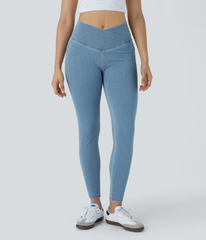 FlexCrossover Pocket Washed Denim Work Leggings