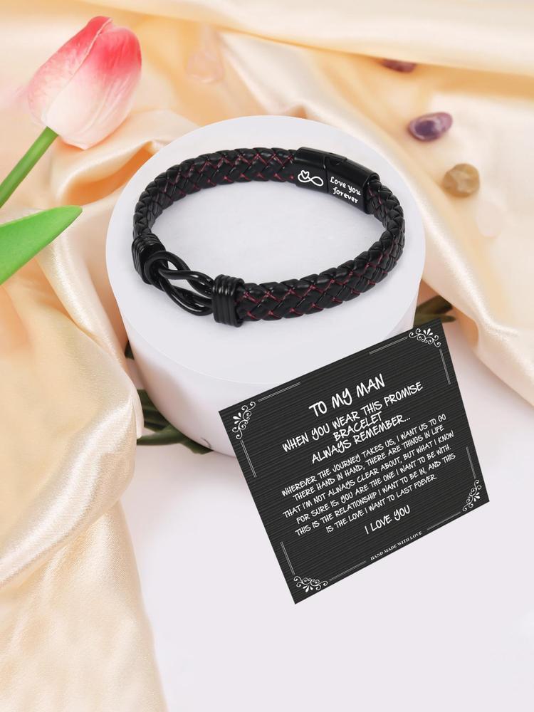 1PC Unique Christmas Gift for Man, Ideal Birthday Gifts for Man Leather Bracelets, Knotted Bracelets Jewelry for Man with Gift Card, Perfect Bracelet for Daily Wear Gift for Man