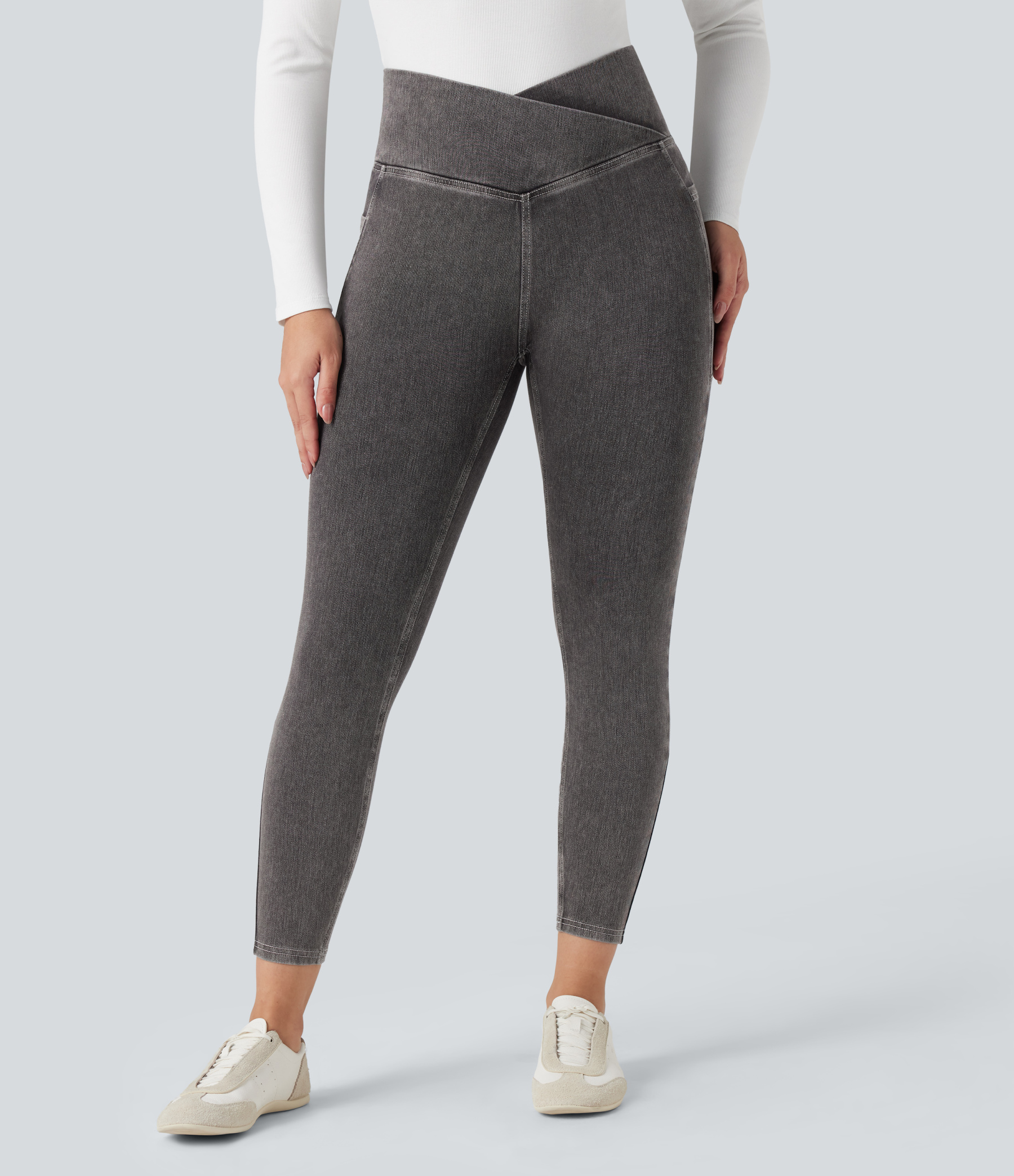 FlexCrossover Pocket Washed Denim Work Leggings