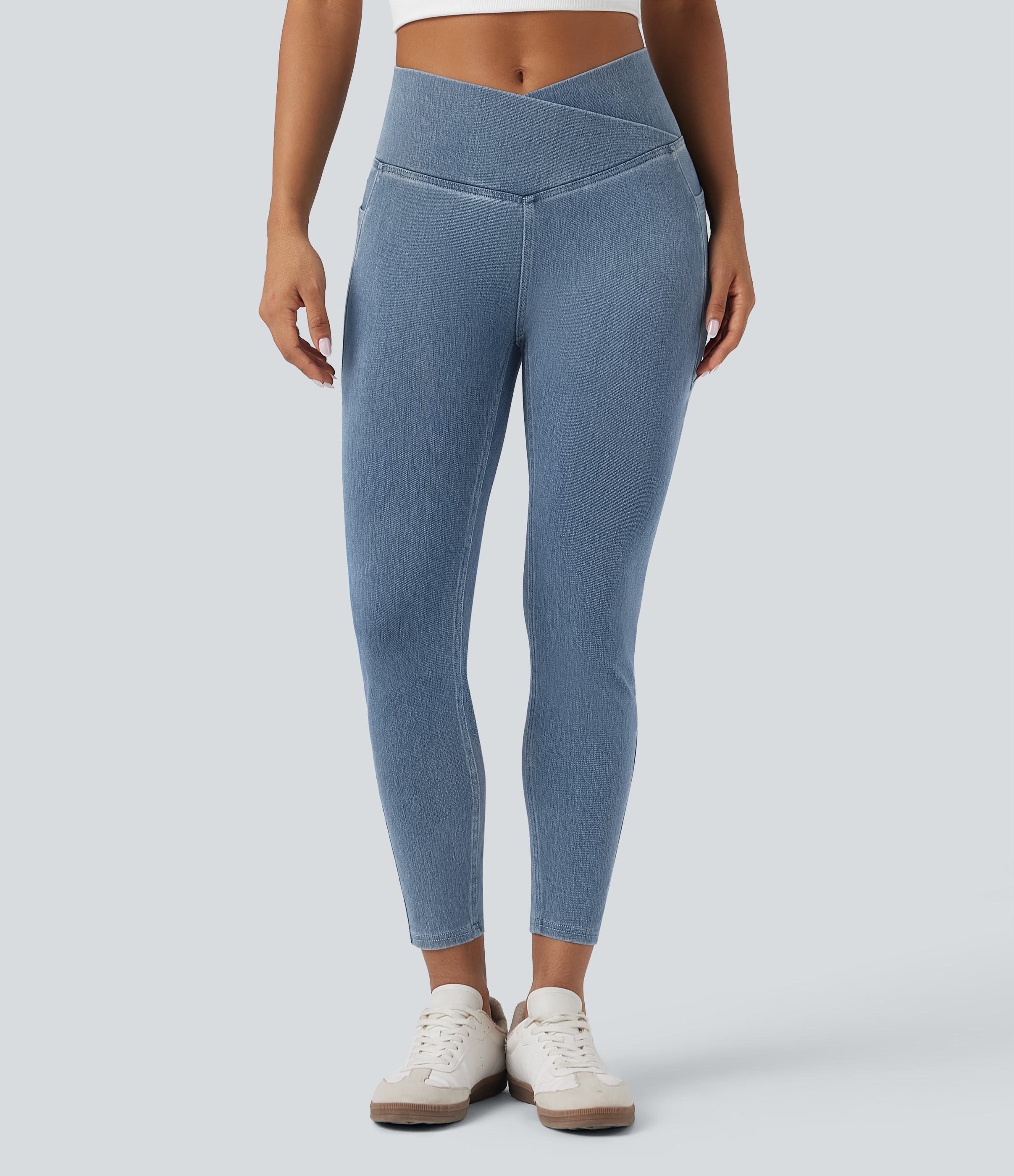 FlexCrossover Pocket Washed Denim Work Leggings