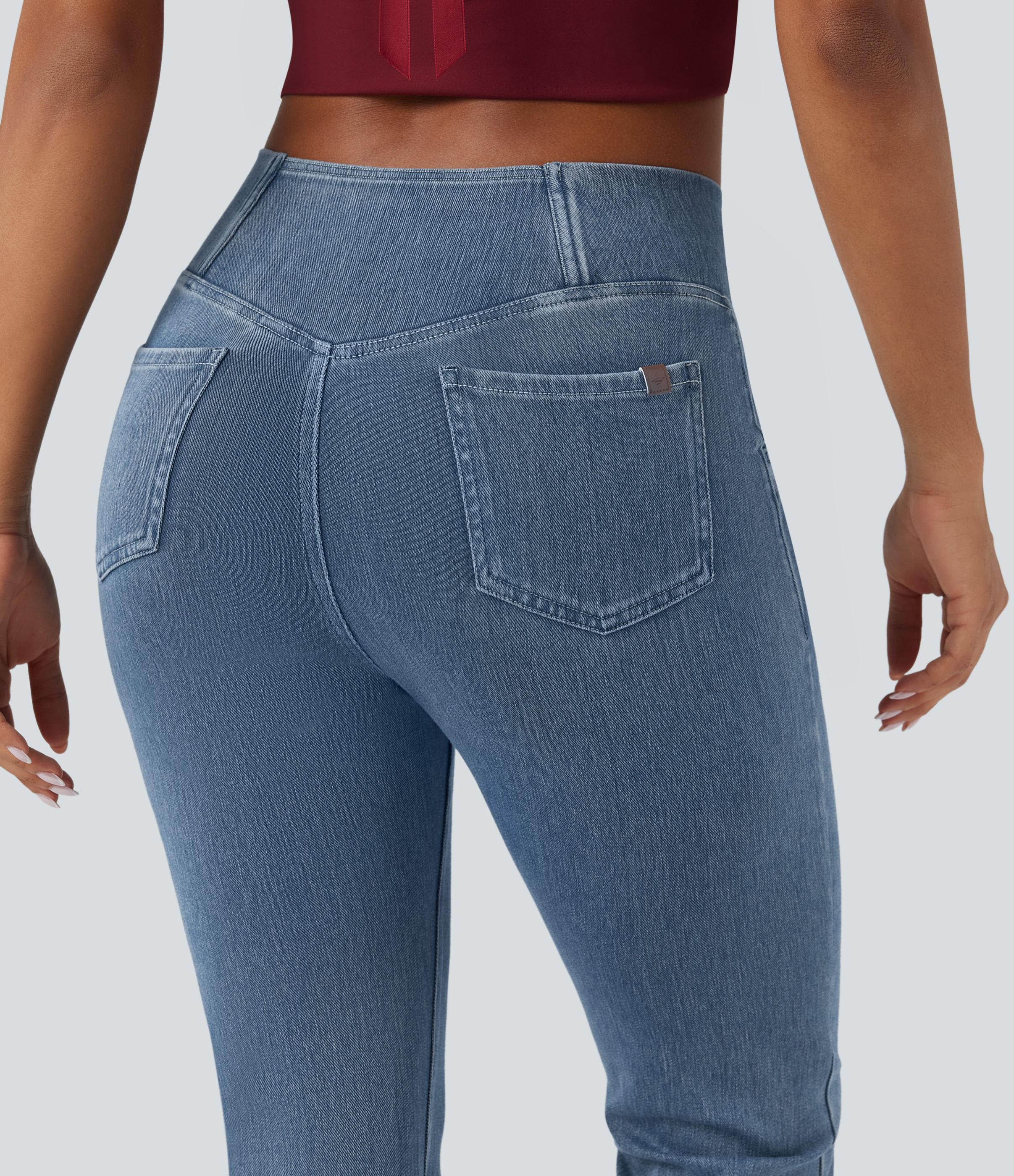 FlexHigh Waisted Crossover Pocket Washed Casual Jeans