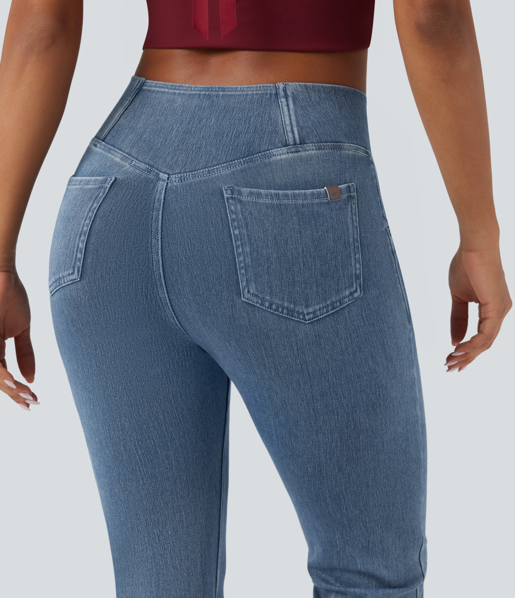 FlexHigh Waisted Crossover Pocket Washed Casual Jeans
