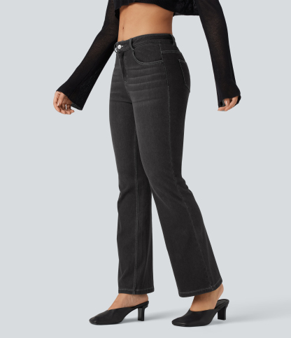 FlexMid Rise Casual Flare Jeans with Pockets