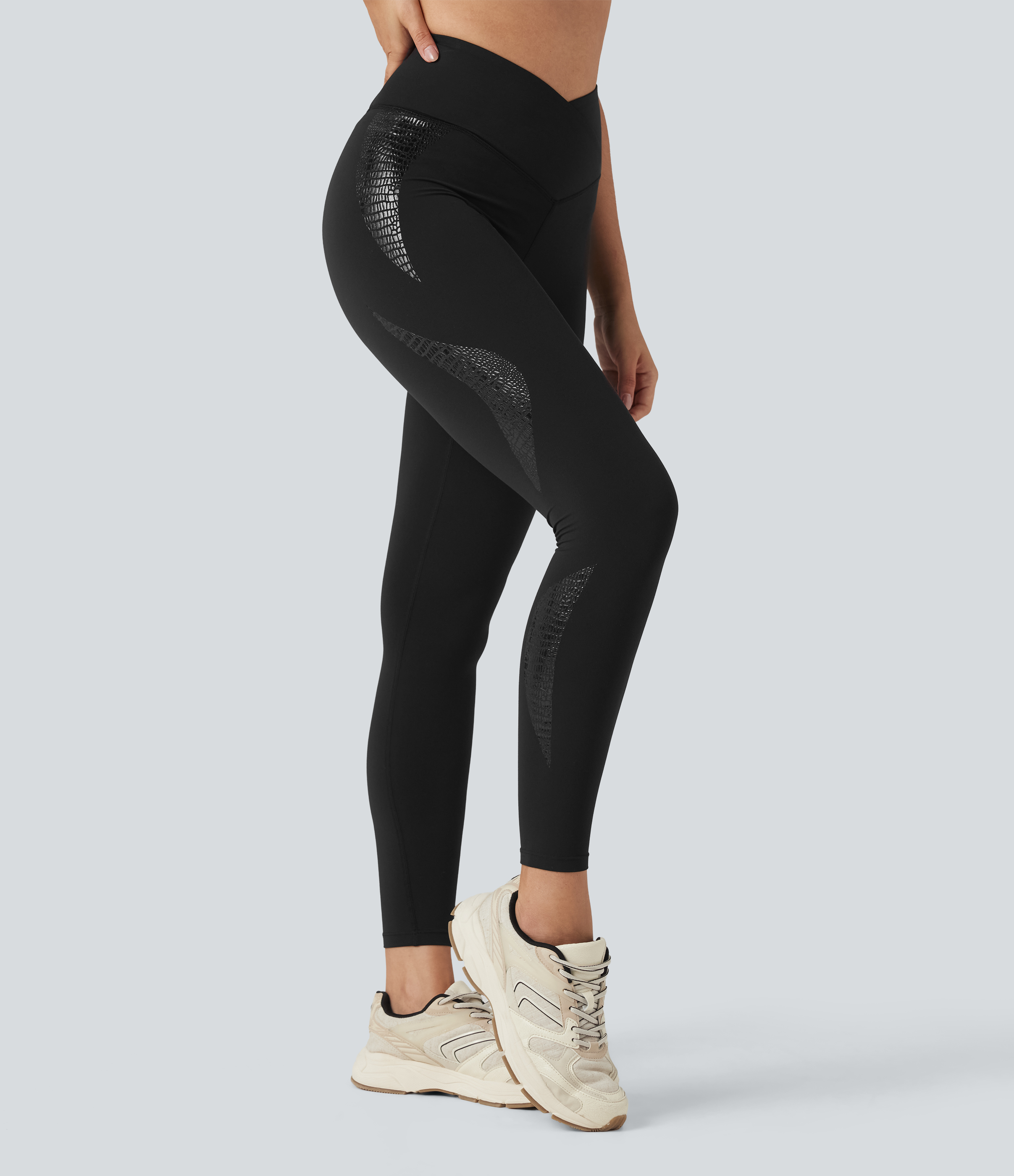 SoftlyZeroHigh Crossover Waisted Skinnny Yoga 7/8 Leggings with Pockets-UPF50+