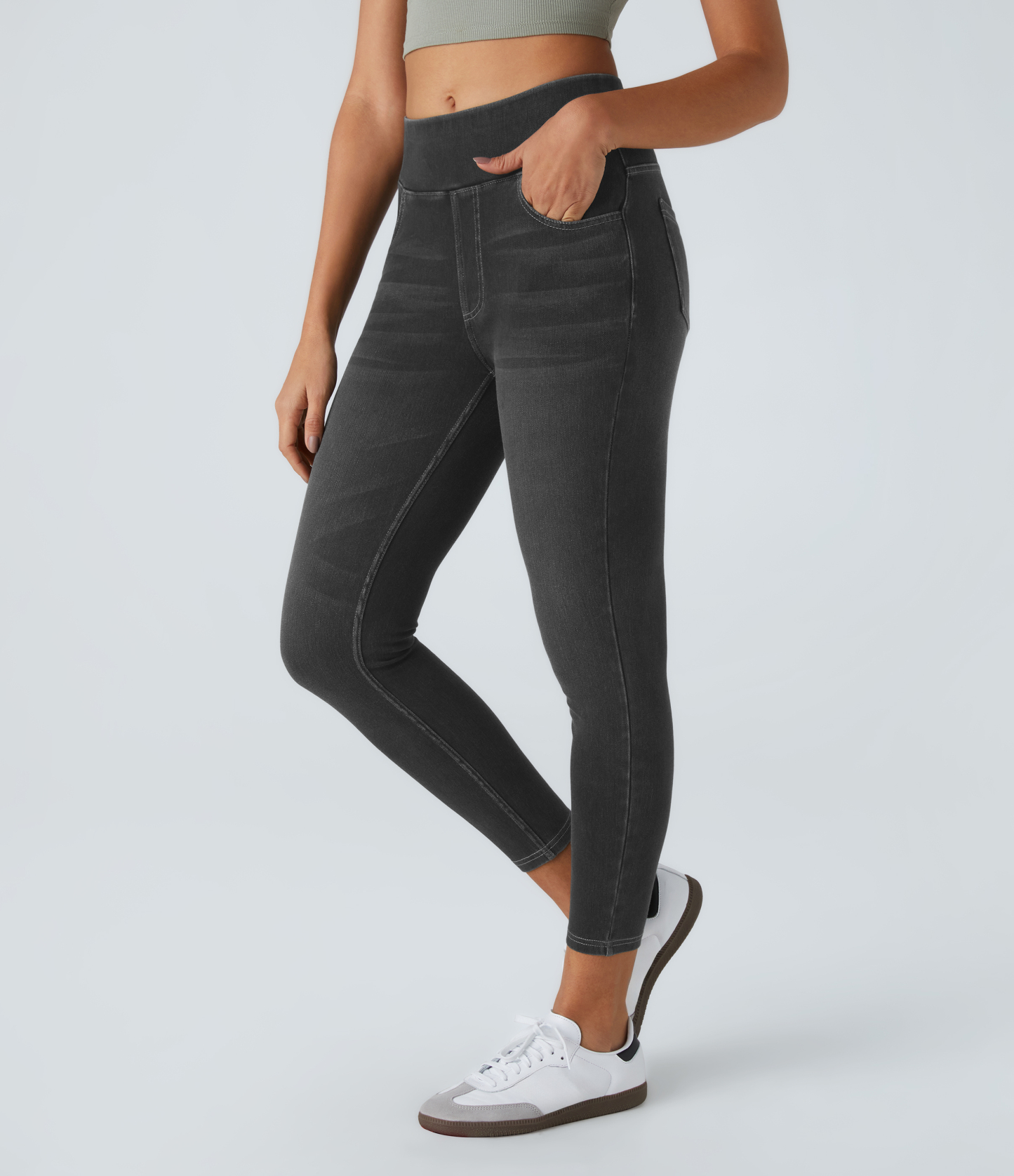 FlexHigh Waisted Pockets Denim Casual Leggings
