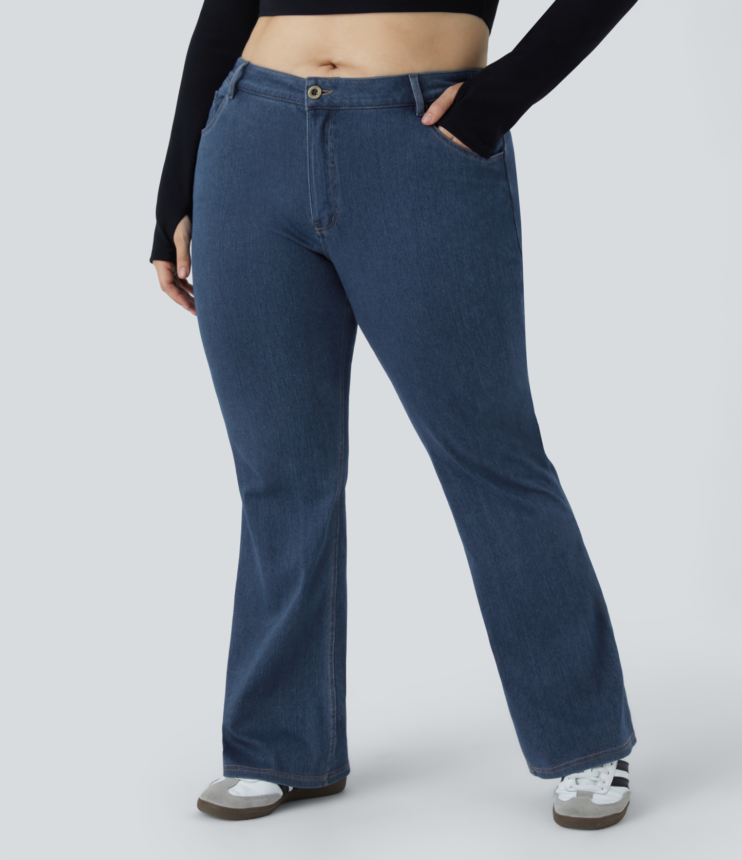 FlexMid Rise Pockets Casual Plus Size Jeans