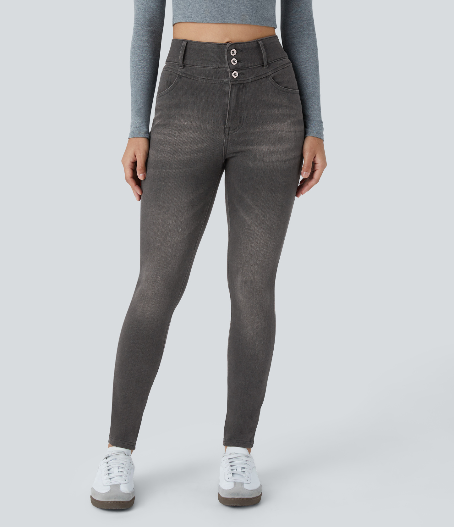 FlexHigh Waisted Zipper Pockets Casual Skinny Jeans