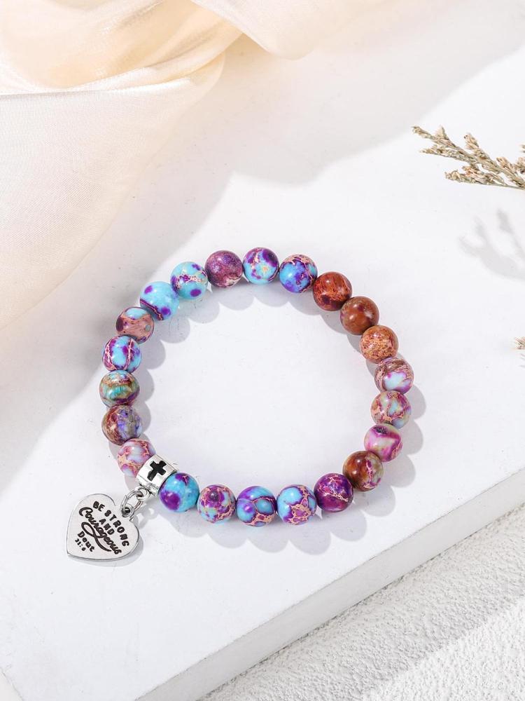 1PC Easter Gift for Women - Natural Stone Bracelet with Bible Inscription, Ideal for Mom, Daughter, Grandma, Girlfriend Girlfriend, Fiancée, Colleague