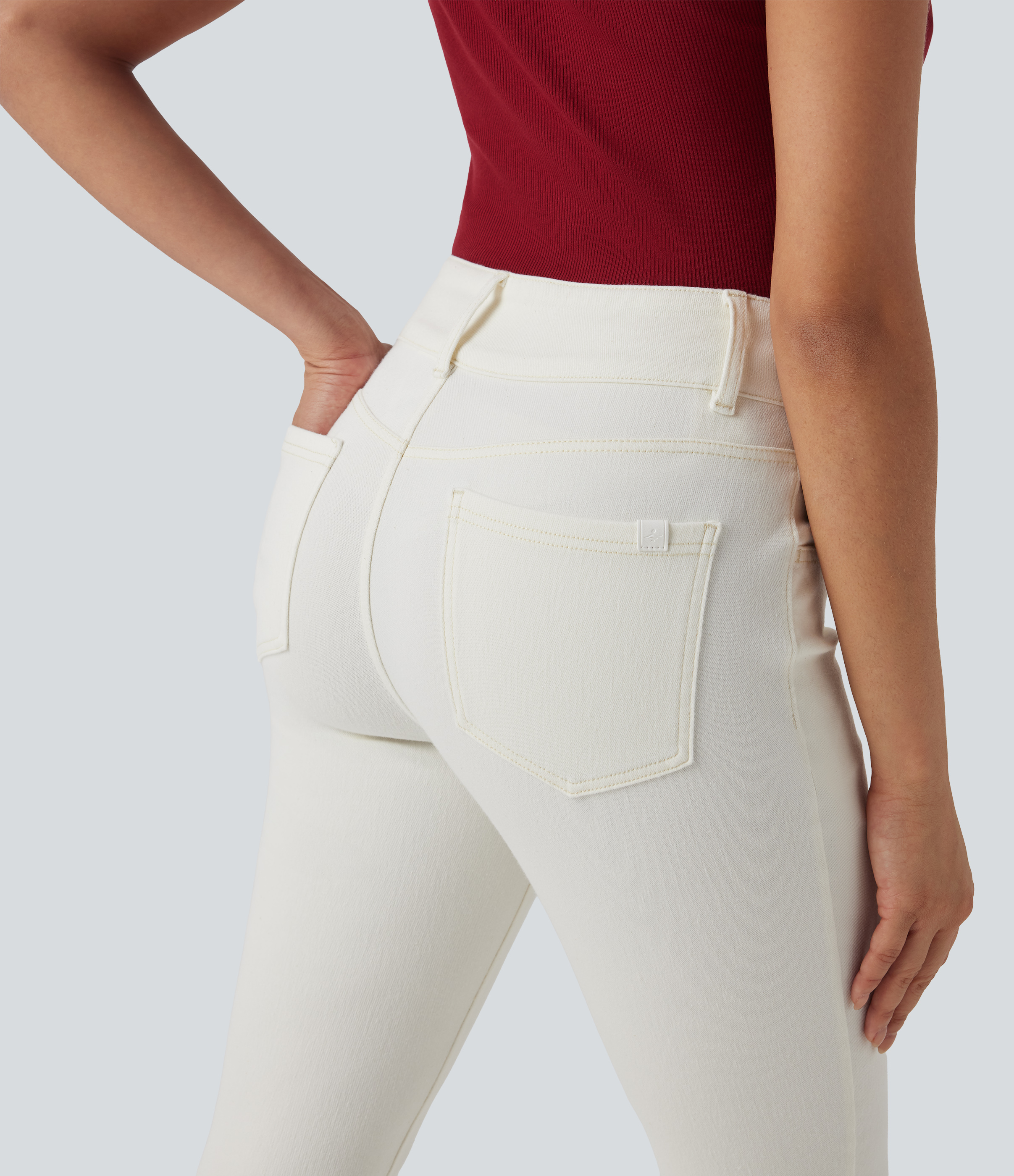 FlexHigh Waisted Zipper Pockets Casual Skinny Jeans