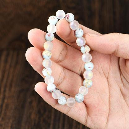1pc Healing Quartz And Sea Sediment Bead Bracelet, Clarity & Abundance glass  beads pulsera  amatista protection bracelet encouragement gift fashion artificial Colorblock Beaded Crystal Bracelet
