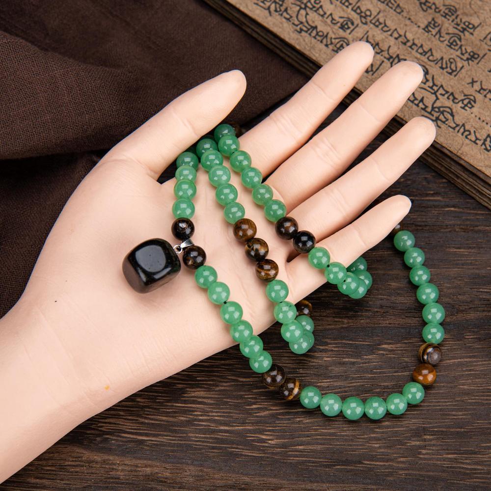 ARPURRAINA Money Attraction Necklace With GreenAventurine & Tiger Eye  Pendant Healing Crystal Stone ,Anniversary, Vacation &Theme Parties Jewelry Charms Abundance Crystal bracelet,Long Chain,Sweater chain,Ideal Gift Jewelry for Men and Women
