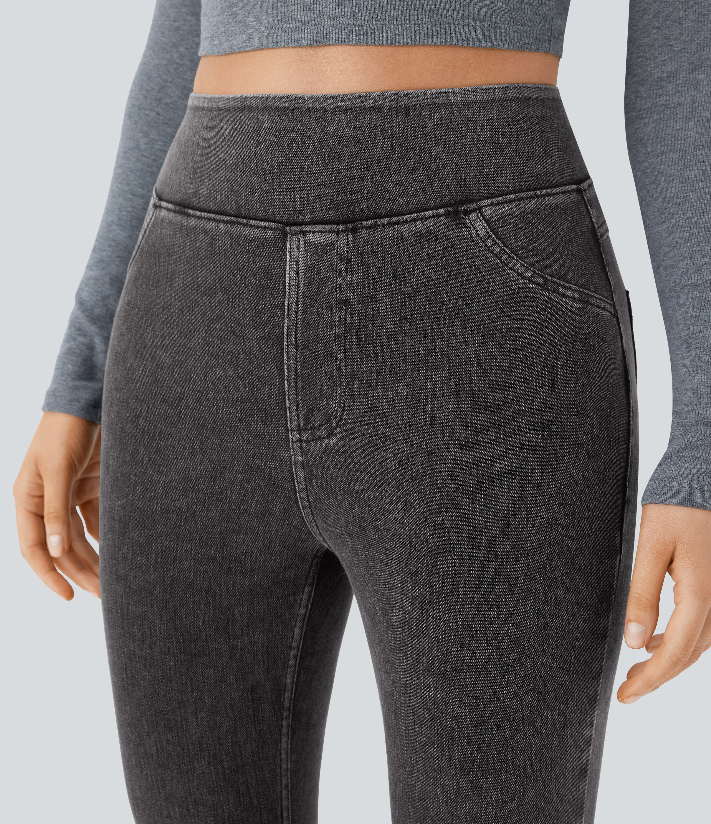FlexHigh Waisted Pocket Denim Casual Leggings