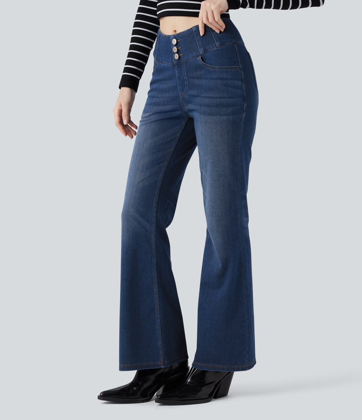 FlexHigh Waisted Bootcut Casual Jeans with Pockets
