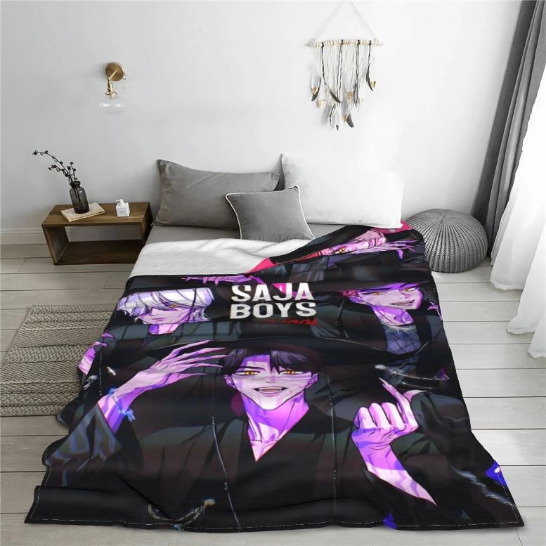 KPop Demon Hunters Anime Flannel Blankets Winter Soft Bedding Throws For Kids Outdoor Graphic Bedspread Sofa Bed Covergift For Men & Women, Halloween