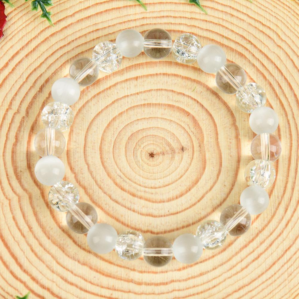 Reduce Stress Relieve Anxiety Handcrafted  Relief Quartz Bracelet Transparent Stone, I Jewelry Gifts, fahlo  bracelet blue bracelet encouragement gift fashion artificial unisex jewelry gift Colorblock Beaded Crystal Bracelet chakra bracelet