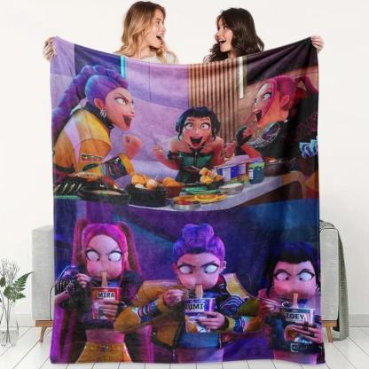 Kpop Demon Hunters Flannel Blanket, Soft Bed Sofa Travel Camping Queen Blanket, Perfect Gift For Friends Family Halloween BirthdayGift For Men & Women, Gift For Kids, Christmas Gift, Halloween Gift