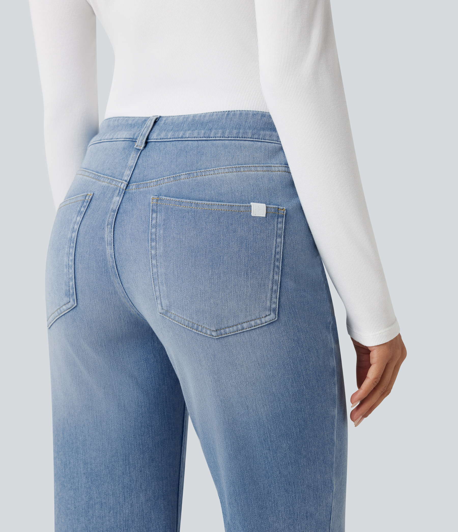 FlexLow Rise Flare Washed Casual Jeans with Pockets