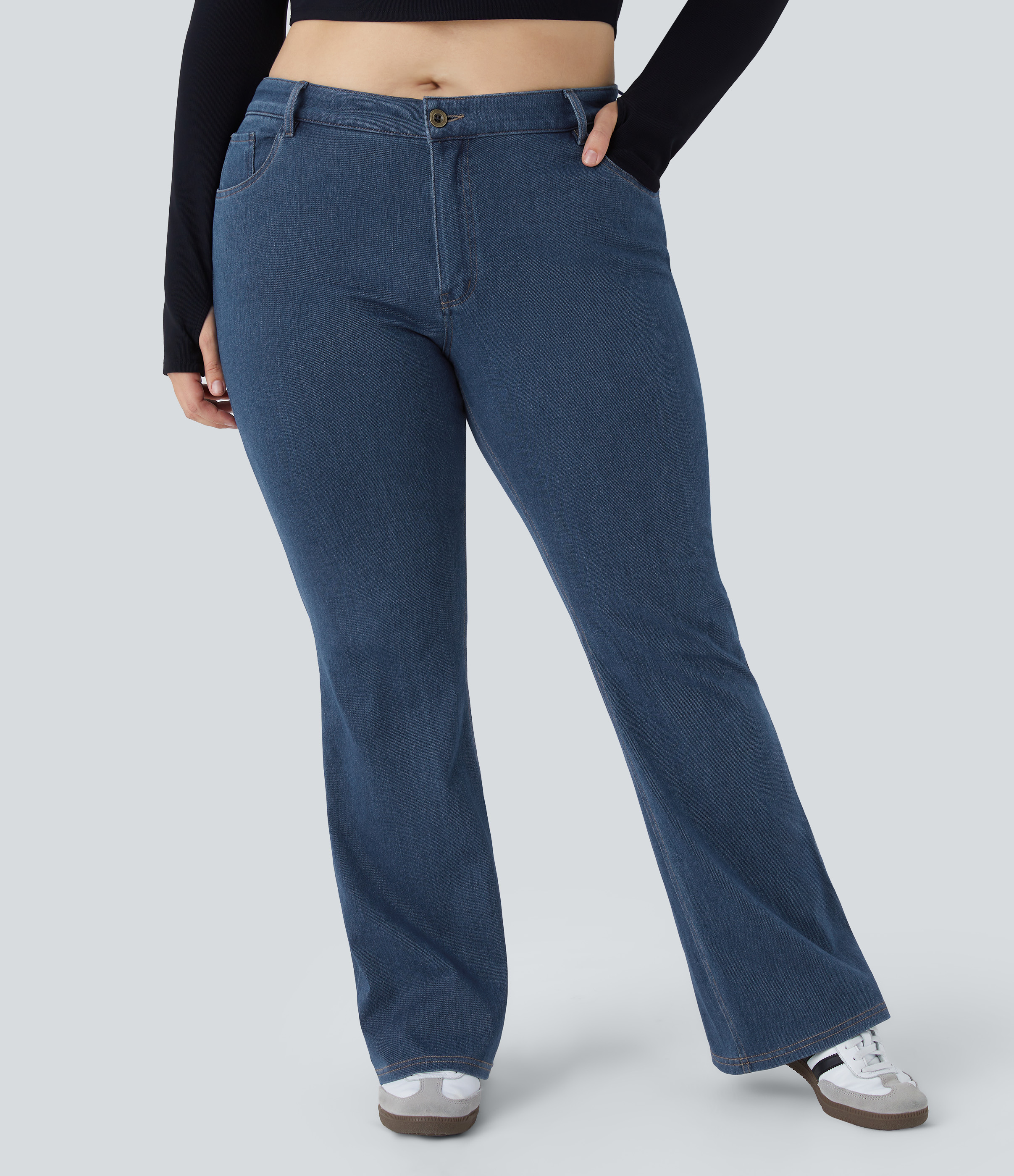 FlexMid Rise Pockets Casual Plus Size Jeans