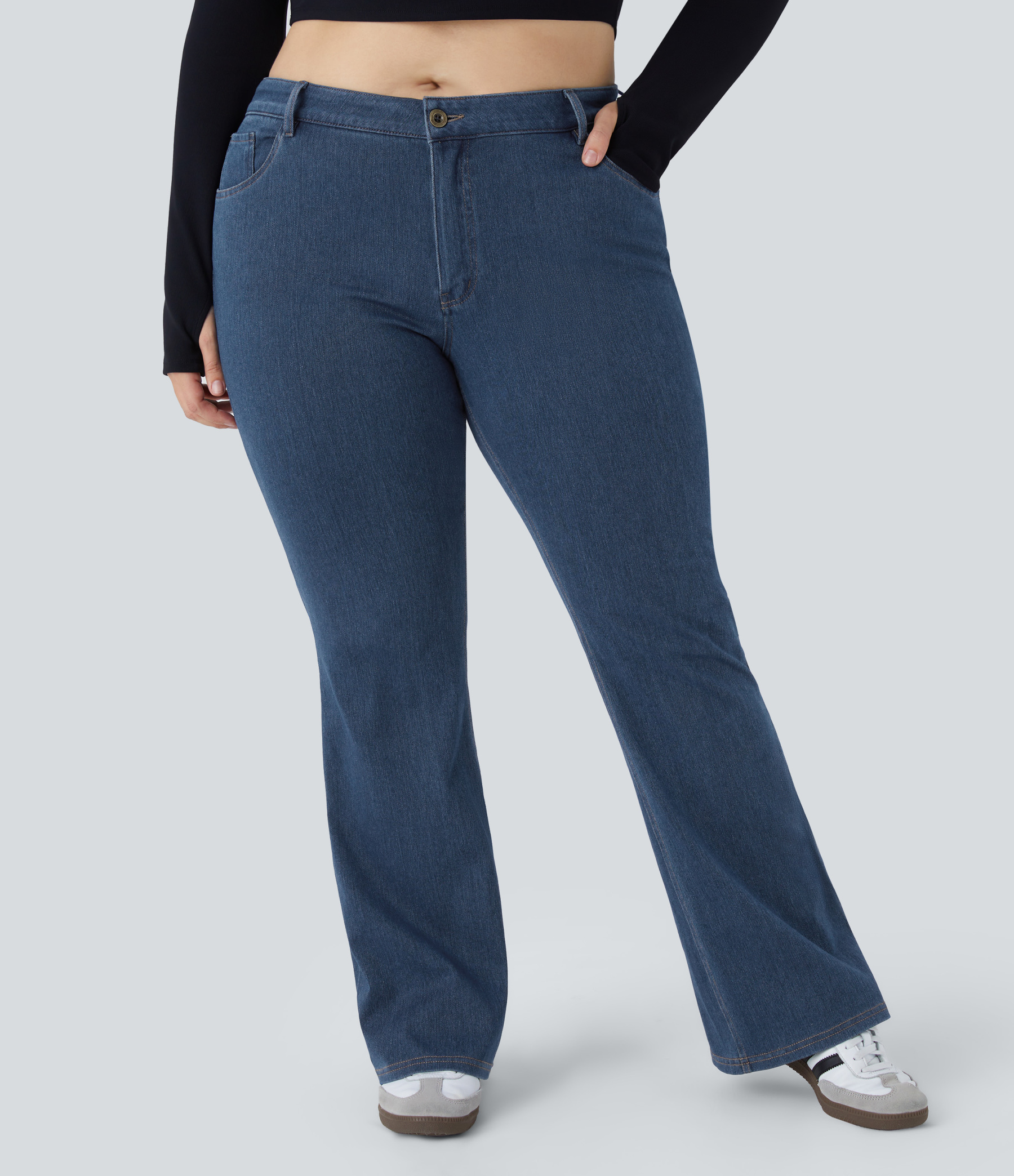 FlexMid Rise Pockets Casual Plus Size Jeans