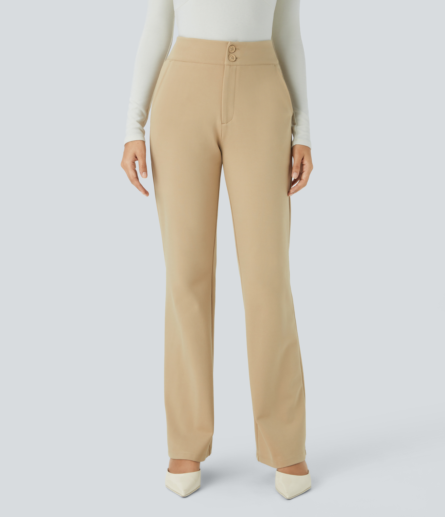 FlexHigh Waisted Zipper Pocket Slim Fit Work Pants