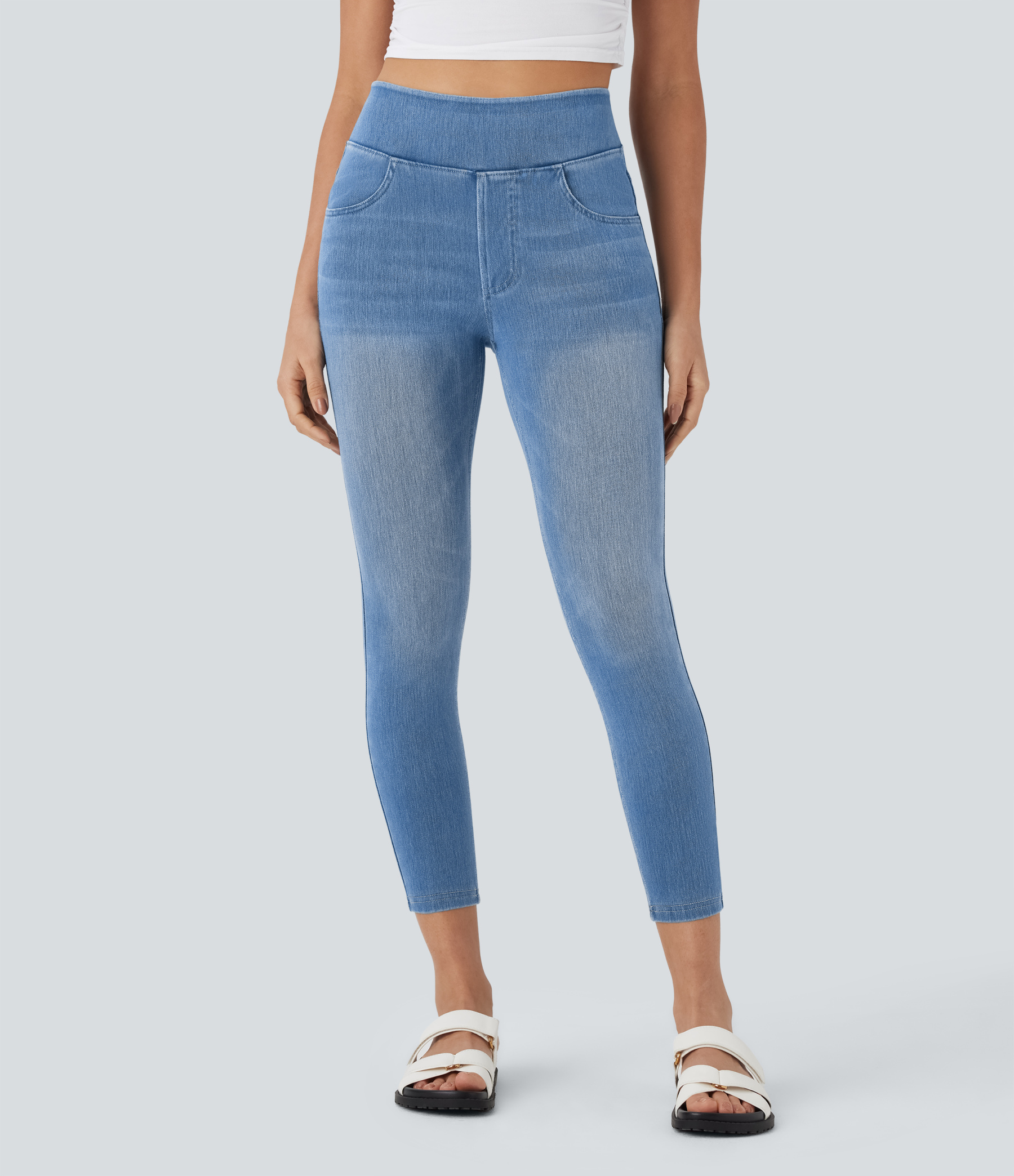 FlexHigh Waisted Pockets Denim Casual Leggings