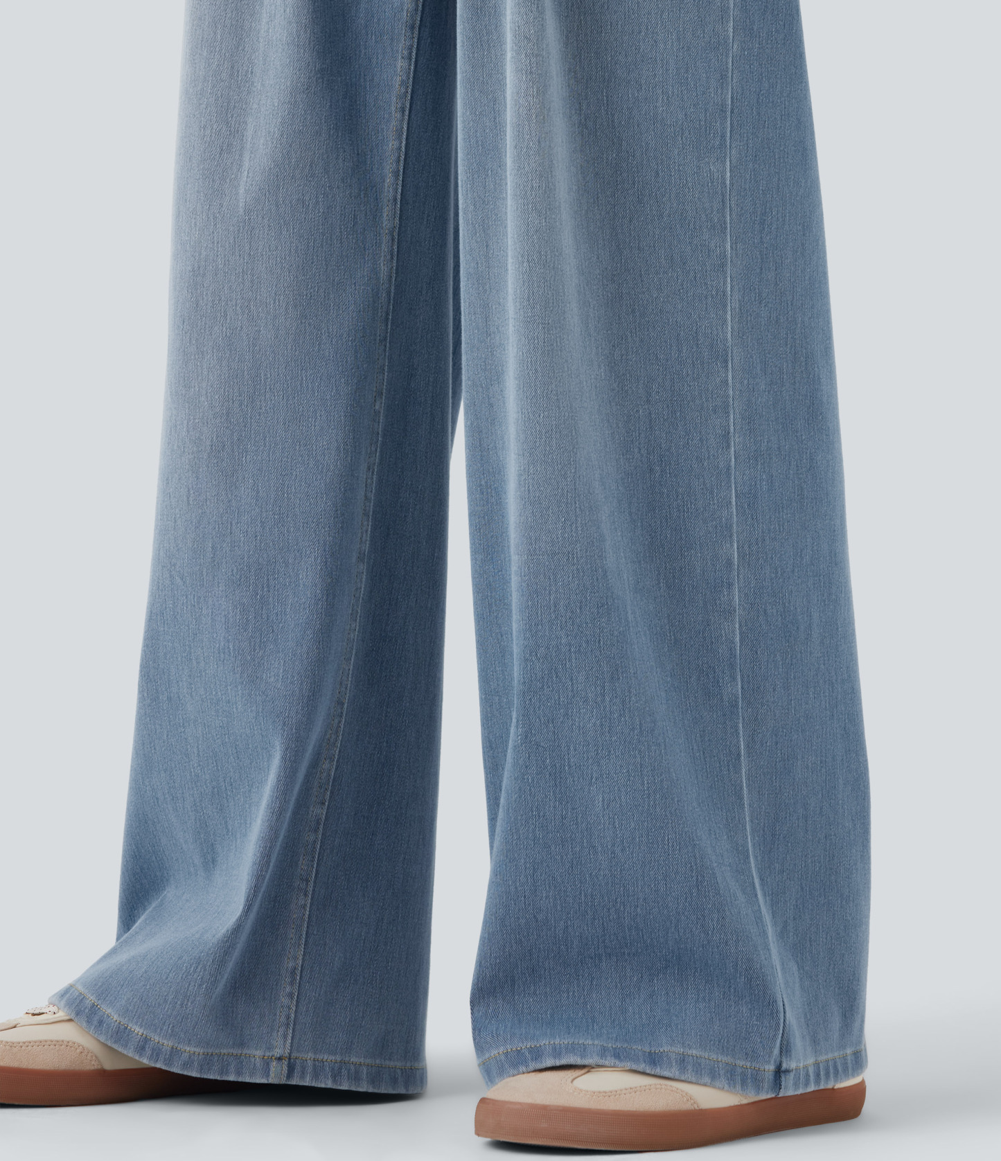 FlexMid Rise Wide Leg Casual Jeans with Pockets