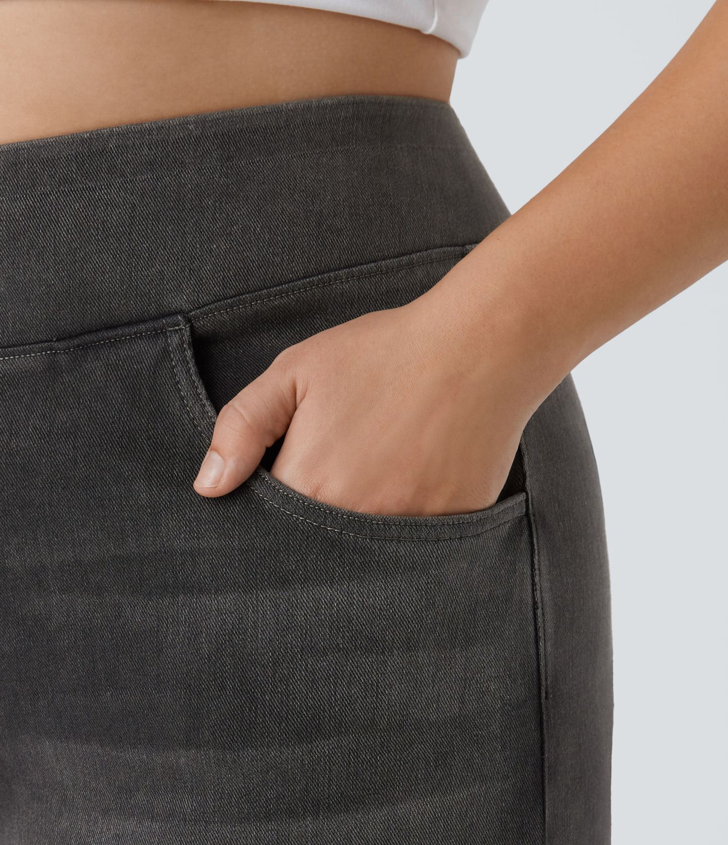 FlexHigh Waisted Pockets Baggy Wide Leg Washed Casual Plus Size Jeans