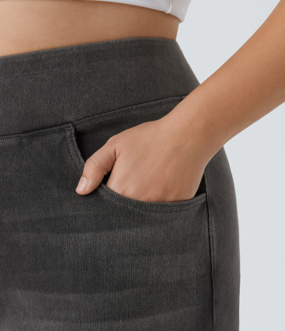 FlexHigh Waisted Pockets Baggy Wide Leg Washed Casual Plus Size Jeans