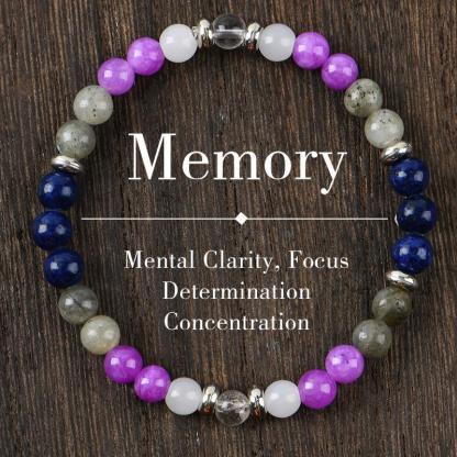 ARPURRAINA Memory Enhancement Crystal Bracelet Homeopathic Focus Clarity Aid 6mm Beaded Stone Jewelry for Determination Concentration Solid Format Elastic Wrist Rosary Adjustable 15-20cm
