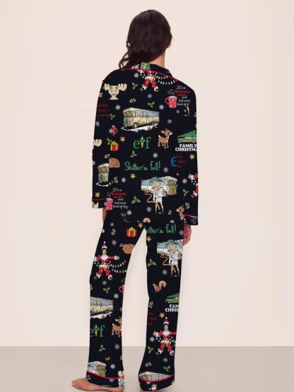 【Christmas Pajamas】Women's Christmas Pajama Set, Elegant Long Sleeve Top & Pants, Comfortable Home Wear, Fall Winter, Cute Holiday Gift Idea，christmas movie,Pajama Day,Pajama Party,christmas Vacation,EIF,Clark Christmas, Loungewear