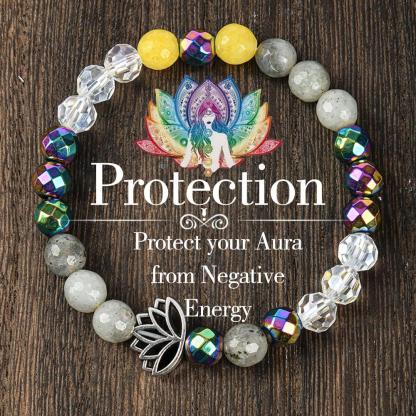 Natural Stone Bracelet  - Sparkling Artificial Crystal Jewelry , Meditation Yoga Lotus Jewelry Gift unity  bracelet pulsera  amatista beaded  jewelry protection bracelet fashion artificial Colorblock Beaded Crystal Bracelet chakra bracelet