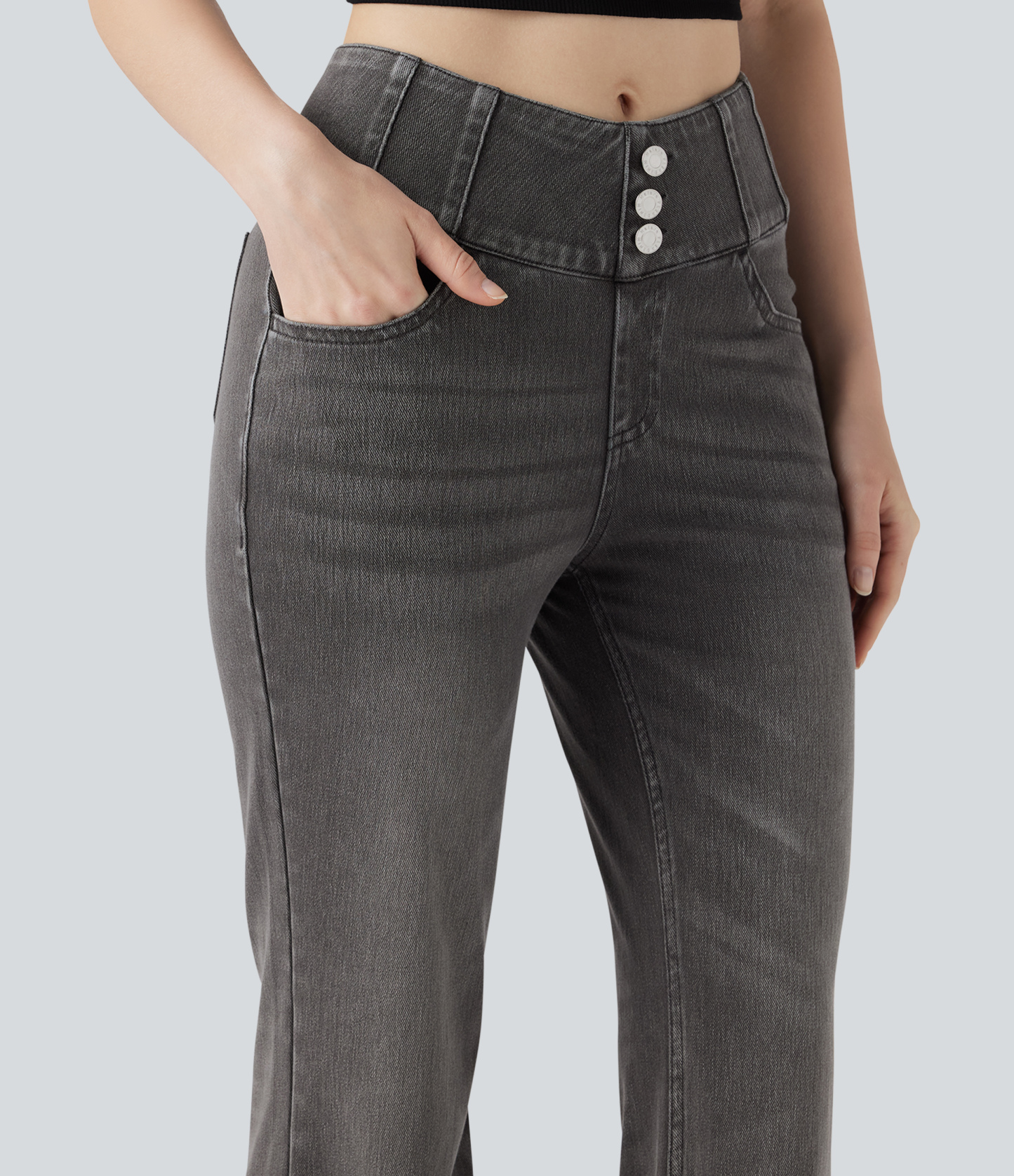 FlexHigh Waisted Bootcut Casual Jeans with Pockets
