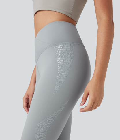 SoftlyZeroHigh Crossover Waisted Skinnny Yoga 7/8 Leggings with Pockets-UPF50+