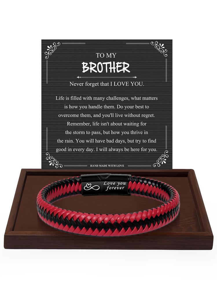 Christmas Birthday Gifts for Brother, Ultimate Leather Men's Bracelet, Perfect Gift for Brothers, Ideal for All Occasions, Casual to Rugged Style, Daily Wear Accessory