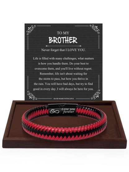 Christmas Birthday Gifts for Brother, Ultimate Leather Men's Bracelet, Perfect Gift for Brothers, Ideal for All Occasions, Casual to Rugged Style, Daily Wear Accessory