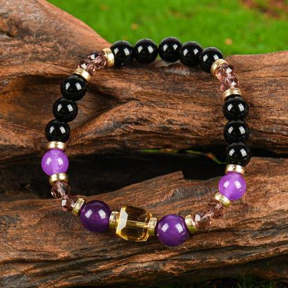 ARPURRAINA Money Attraction Prosperity & Wealth Beaded Bracelet 5.9-7.87" Citrine Stones Empathy Protection Elegant Minimalist Trendy Stack Bangle birthday gift