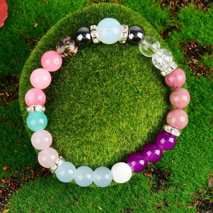 Handmade Crystal Bracelet - Rose Quartz, Tiger's Eye Stone And Mixed Gemstones, Boho Chic Cute Elastic Jewelry, April Birthday Stone, Perfect For Everyday Wear And Gift Giving, Empath Protection, Infused With Prosperous Energy